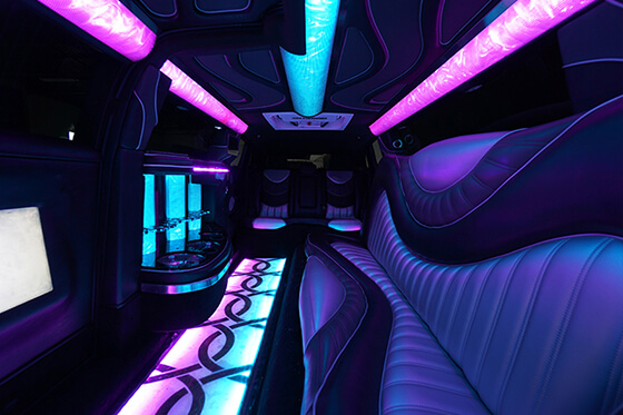 inside one of our 11 passenger limo rentals