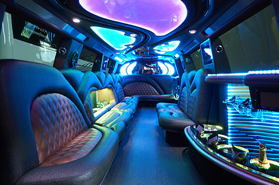 Inside  party bus rental