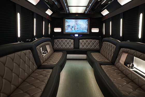 Inside of a cadillac escalade limo rental