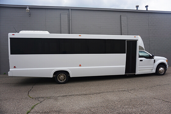 the interior of our party buses